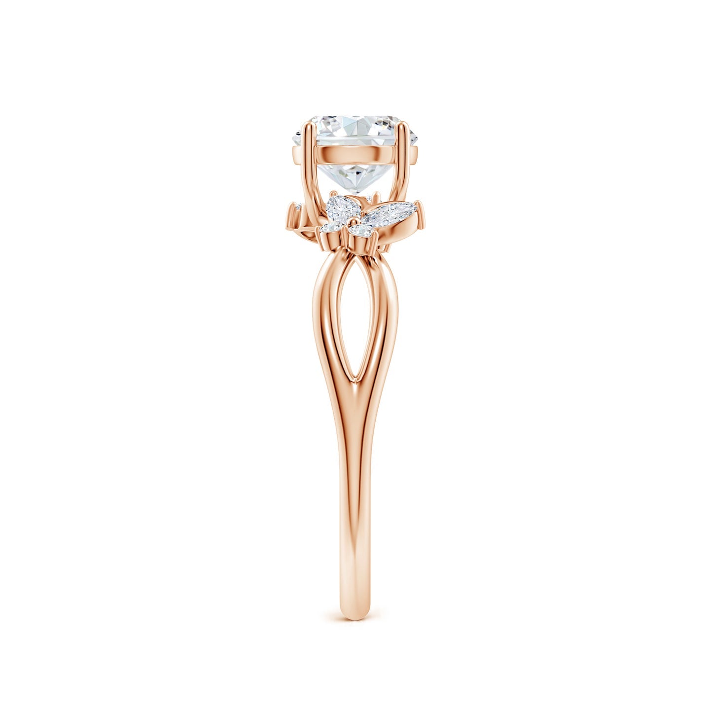 Floral Vine Round Brilliant Lab Grown Diamond Engagement & Wedding Ring
