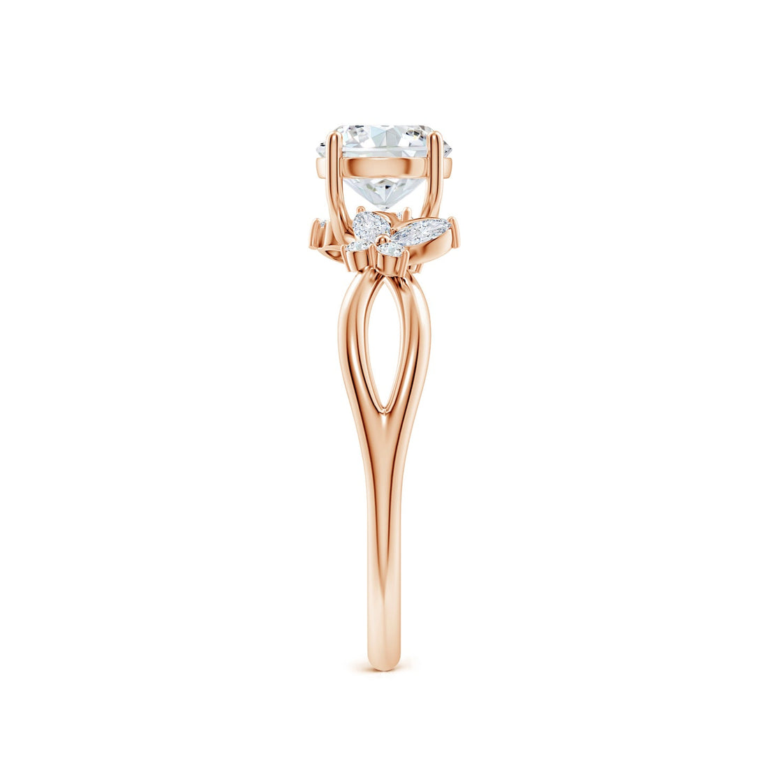 Floral Vine Round Brilliant Lab Grown Diamond Engagement & Wedding Ring