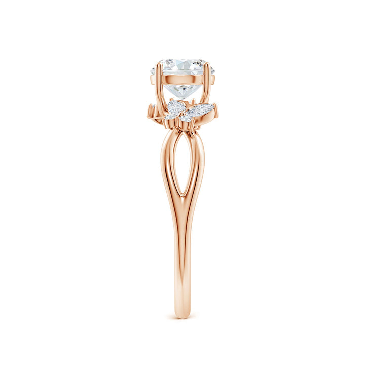Floral Vine Round Brilliant Lab Grown Diamond Engagement & Wedding Ring