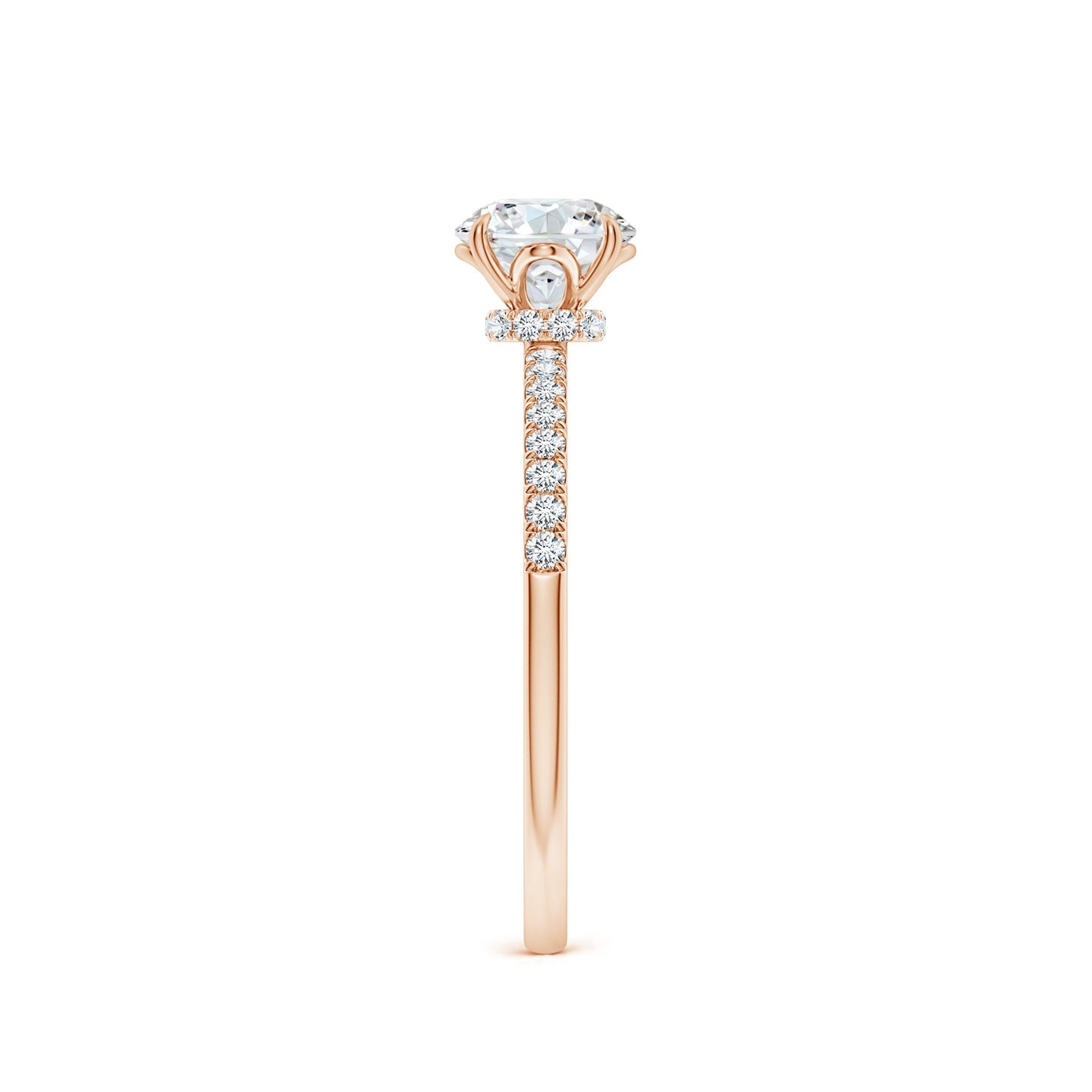 Round Brilliant Lab Grown Diamond Pavé Shoulder Engagement Ring