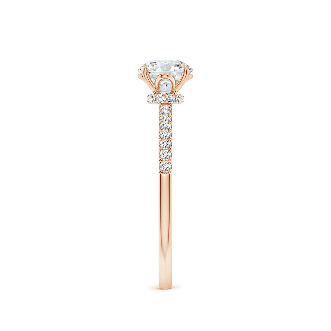 Round Brilliant Lab Grown Diamond Pavé Shoulder Engagement Ring