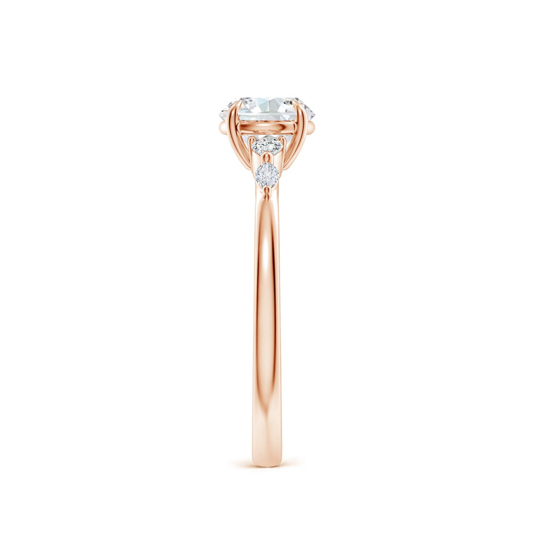 Round Brilliant Solitaire with Marquise & Pear Lab Grown Diamond Accent Engagement Ring