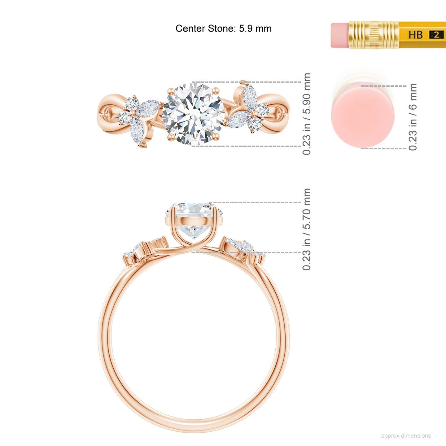 Floral Vine Round Brilliant Lab Grown Diamond Engagement & Wedding Ring