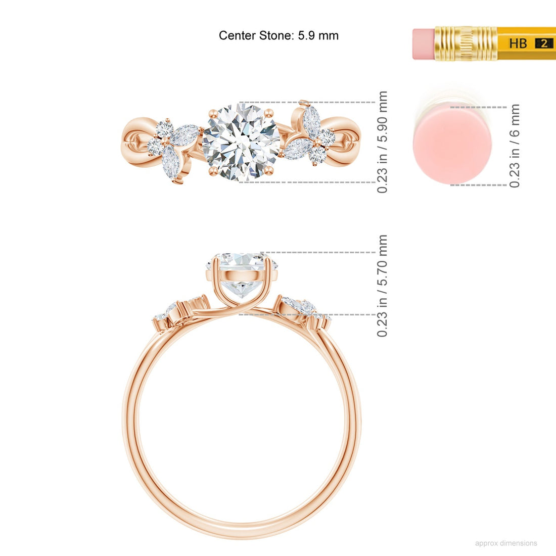 Floral Vine Round Brilliant Lab Grown Diamond Engagement & Wedding Ring