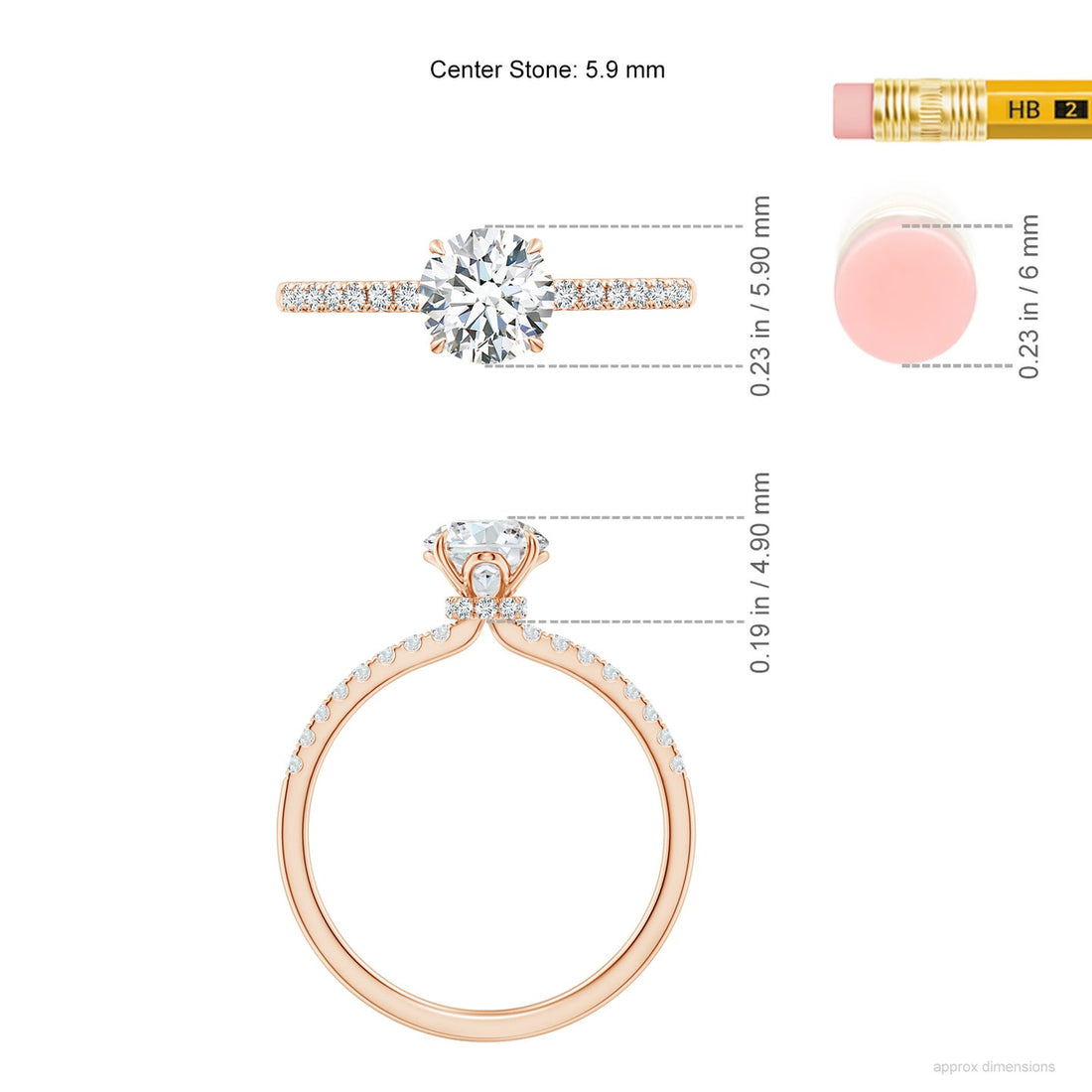 Round Brilliant Lab Grown Diamond Pavé Shoulder Engagement Ring