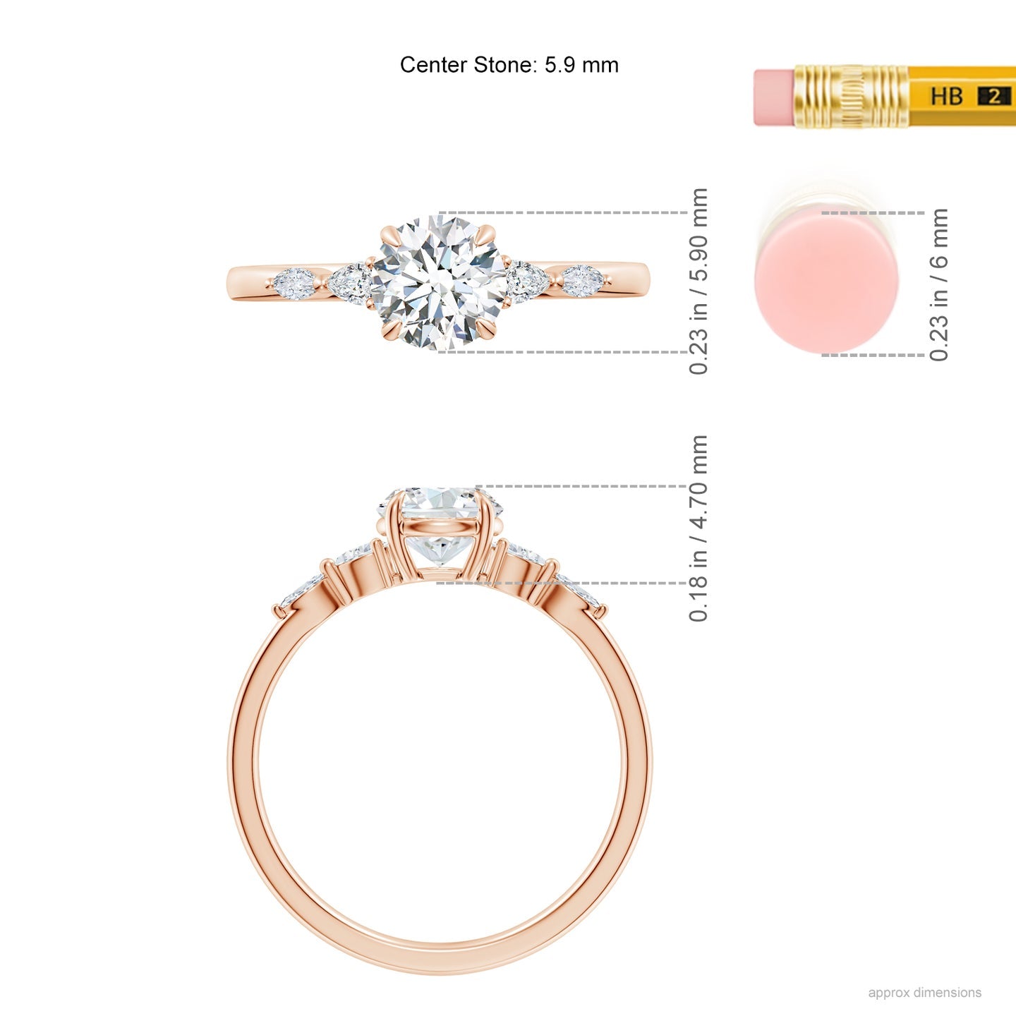 Round Brilliant Solitaire with Marquise & Pear Lab Grown Diamond Accent Engagement Ring