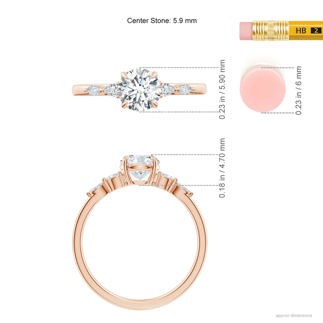 Round Brilliant Solitaire with Marquise & Pear Lab Grown Diamond Accent Engagement Ring