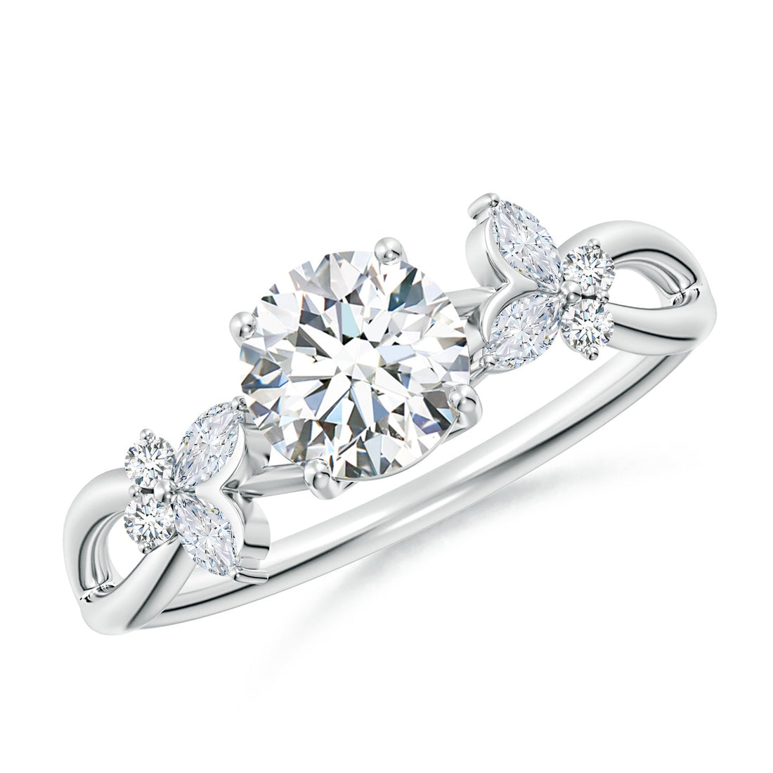 Floral Vine Round Brilliant Lab Grown Diamond Engagement & Wedding Ring