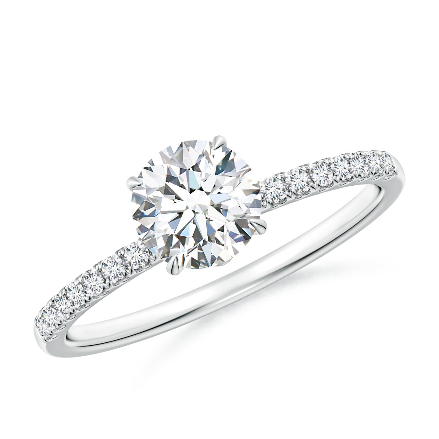 Round Brilliant Lab Grown Diamond Pavé Shoulder Engagement Ring