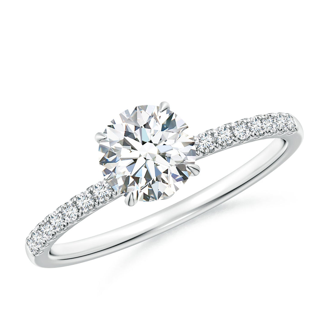 Round Brilliant Lab Grown Diamond Pavé Shoulder Engagement Ring