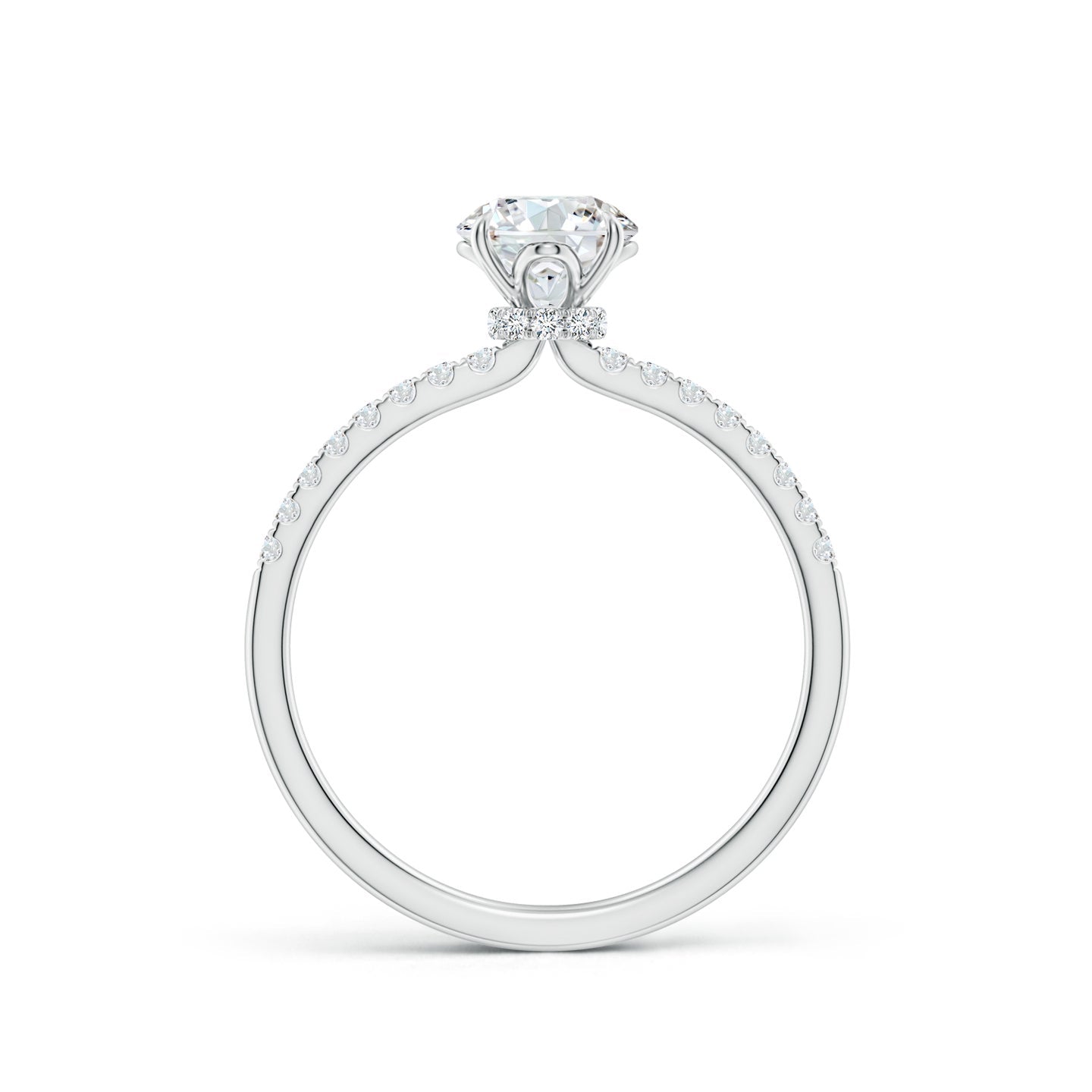 Round Brilliant Lab Grown Diamond Pavé Shoulder Engagement Ring