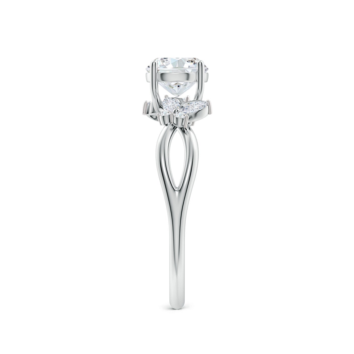 Floral Vine Round Brilliant Lab Grown Diamond Engagement & Wedding Ring