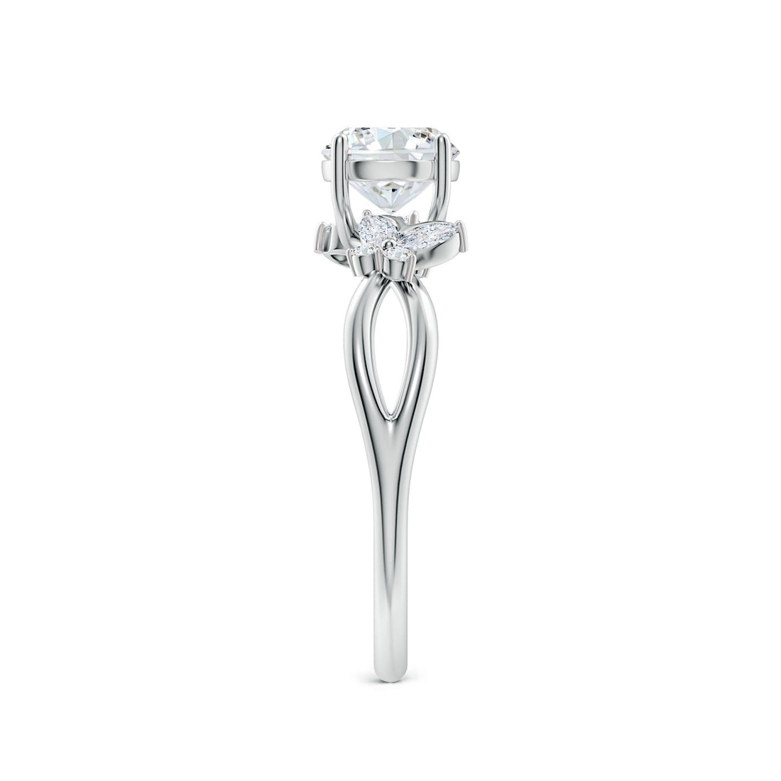 Floral Vine Round Brilliant Lab Grown Diamond Engagement & Wedding Ring