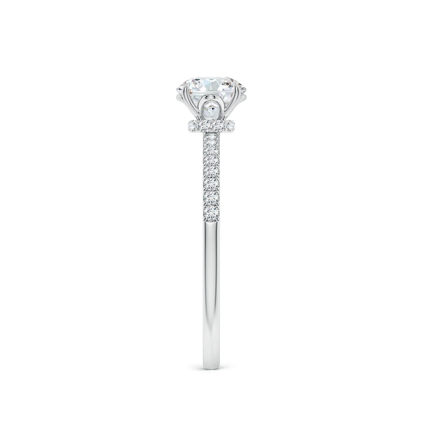 Round Brilliant Lab Grown Diamond Pavé Shoulder Engagement Ring