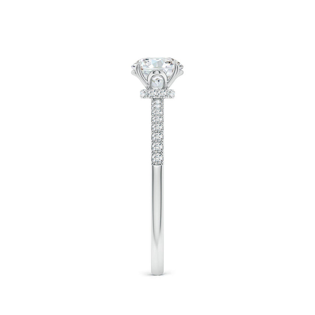 Round Brilliant Lab Grown Diamond Pavé Shoulder Engagement Ring