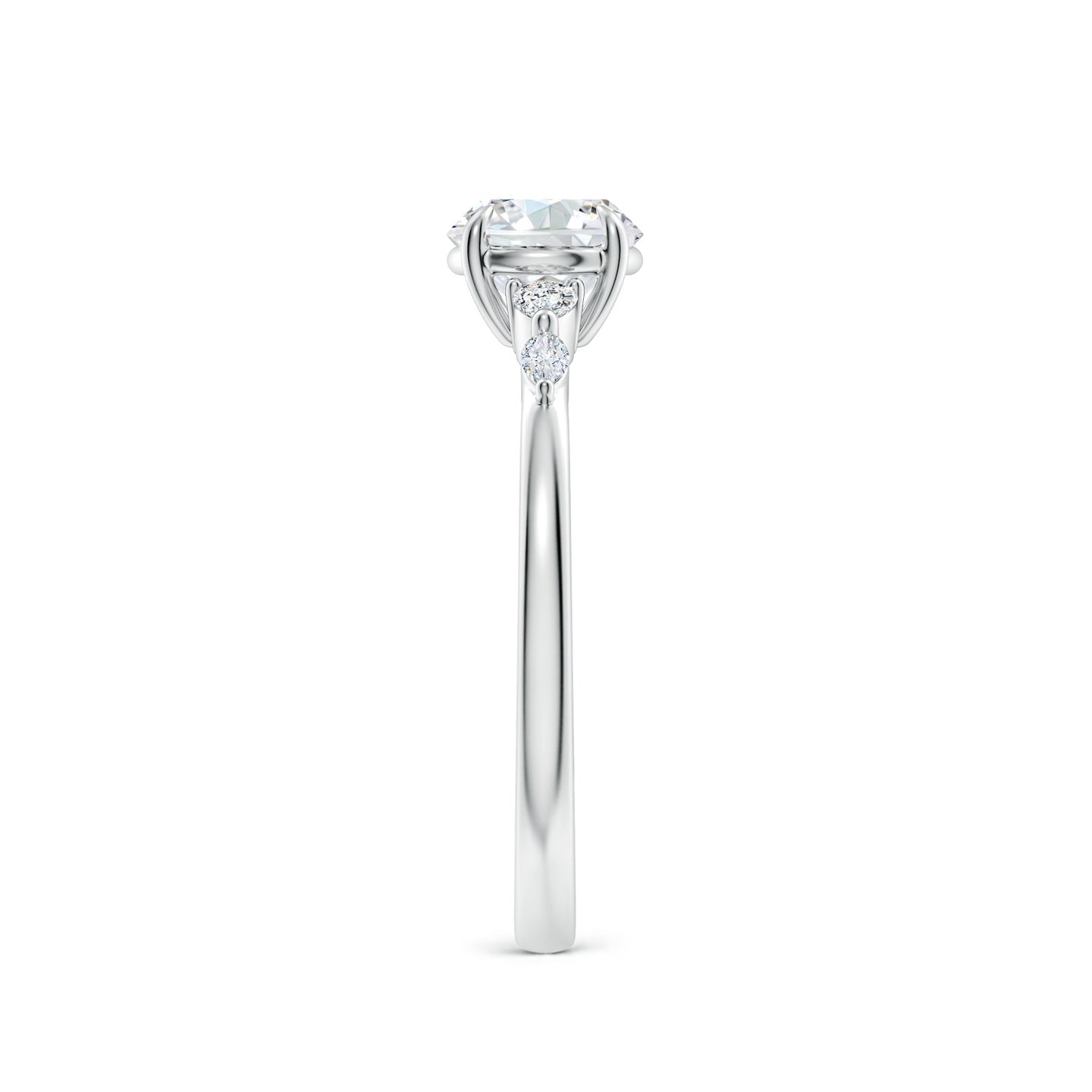 Round Brilliant Solitaire with Marquise & Pear Lab Grown Diamond Accent Engagement Ring
