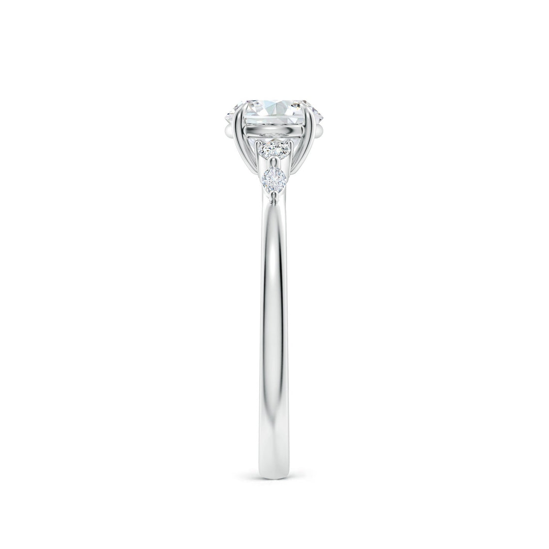 Round Brilliant Solitaire with Marquise & Pear Lab Grown Diamond Accent Engagement Ring