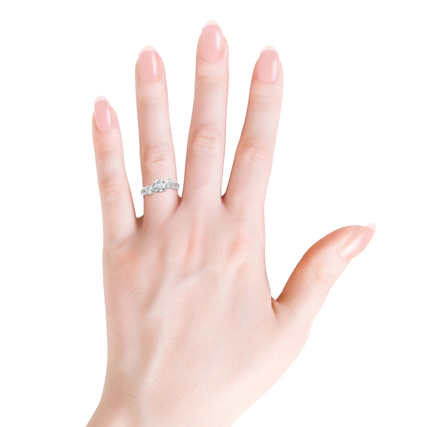 Floral Vine Round Brilliant Lab Grown Diamond Engagement & Wedding Ring
