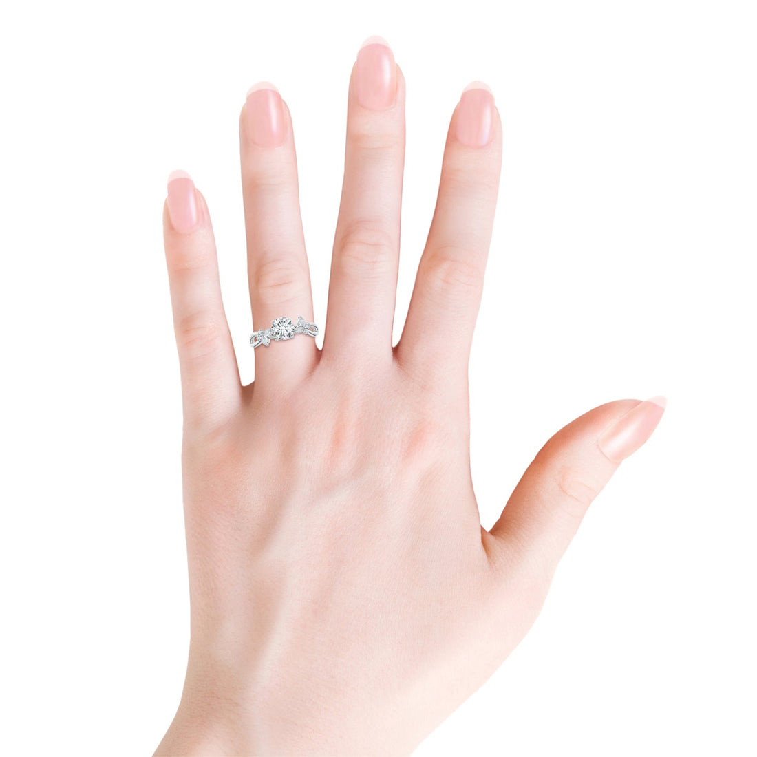 Floral Vine Round Brilliant Lab Grown Diamond Engagement & Wedding Ring