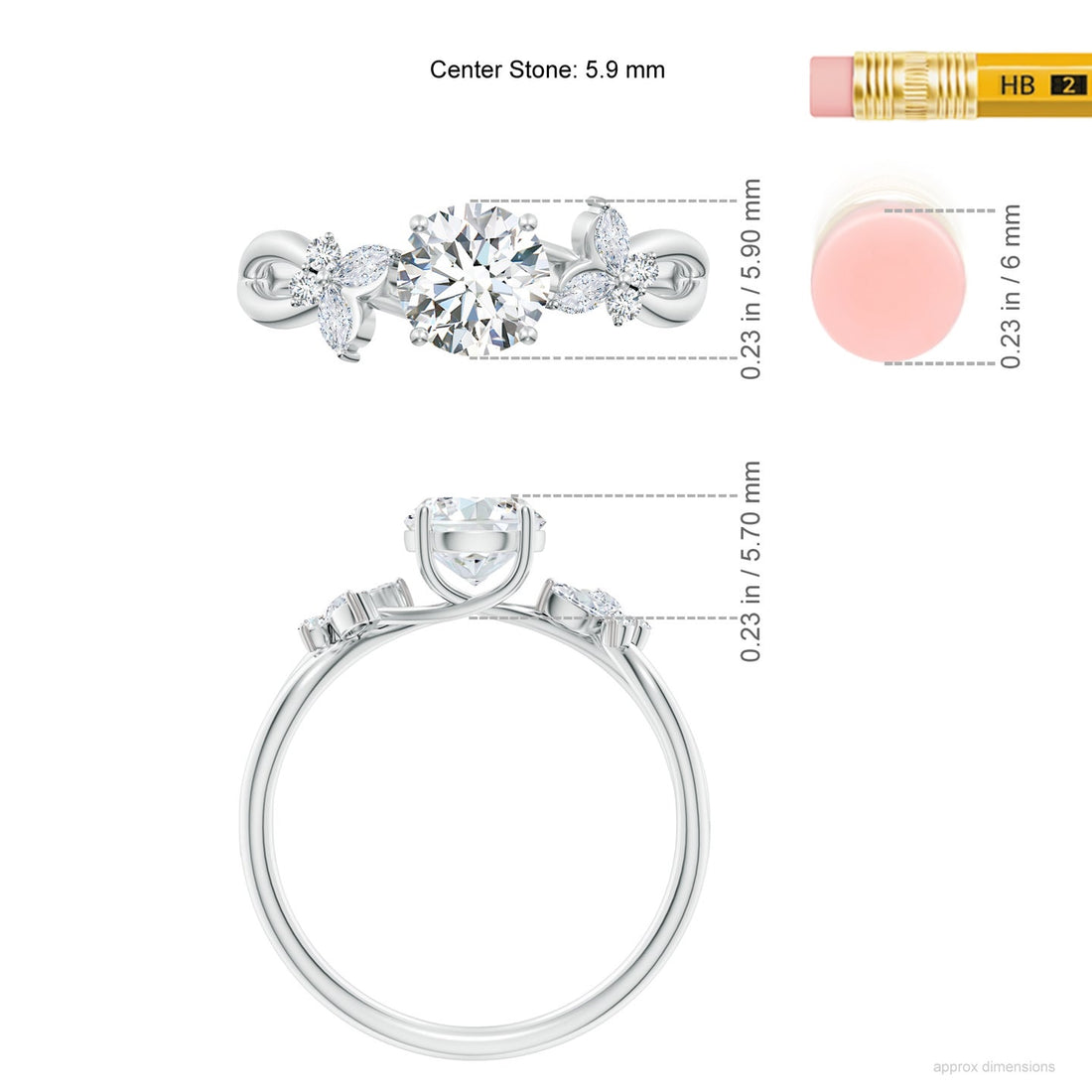 Floral Vine Round Brilliant Lab Grown Diamond Engagement & Wedding Ring