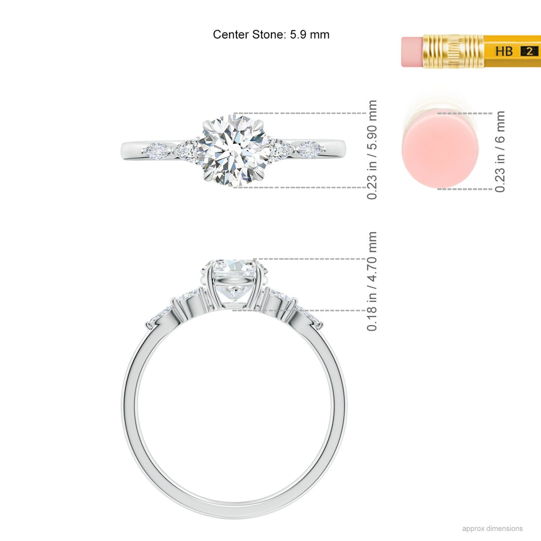 Round Brilliant Solitaire with Marquise & Pear Lab Grown Diamond Accent Engagement Ring