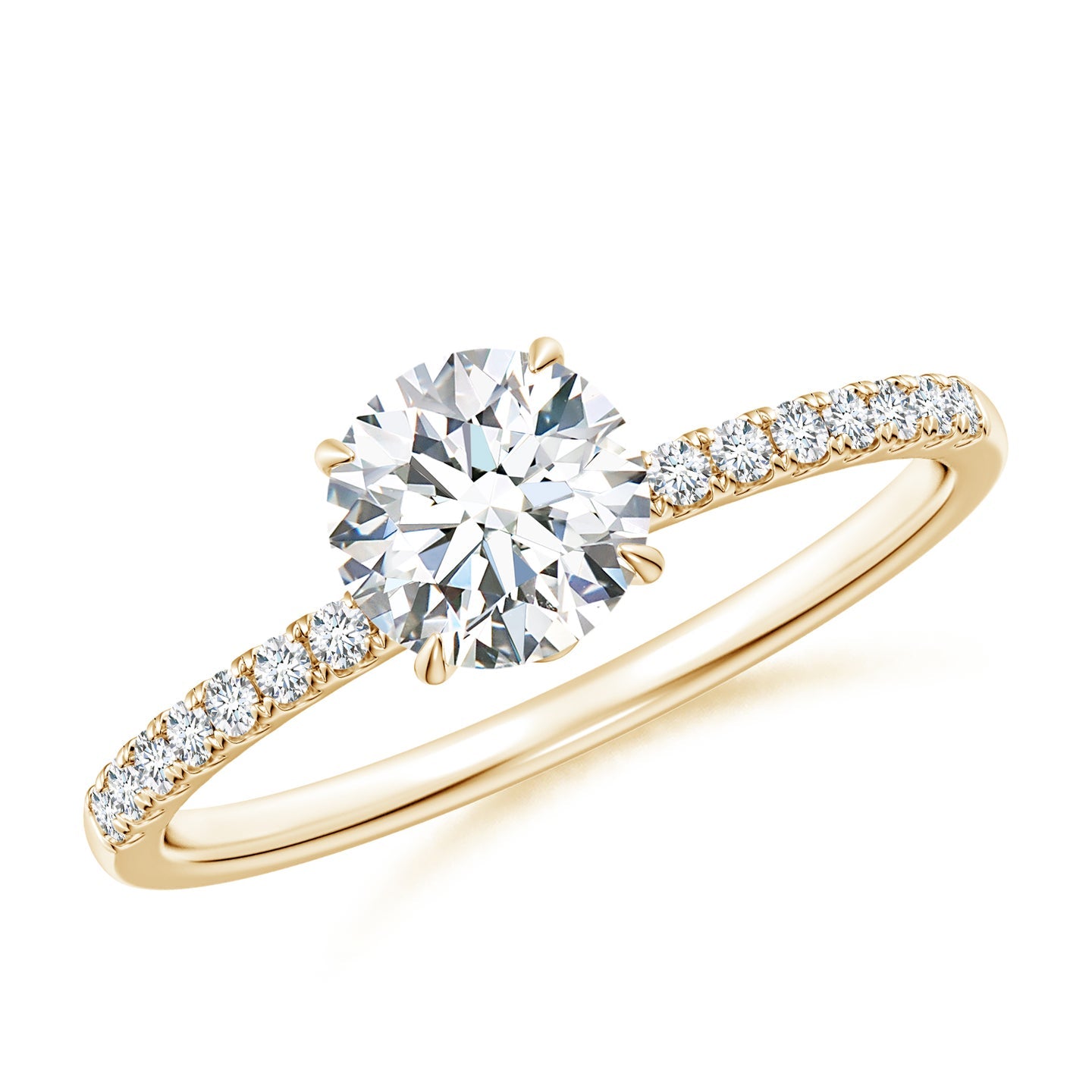 Round Brilliant Lab Grown Diamond Pavé Shoulder Engagement Ring