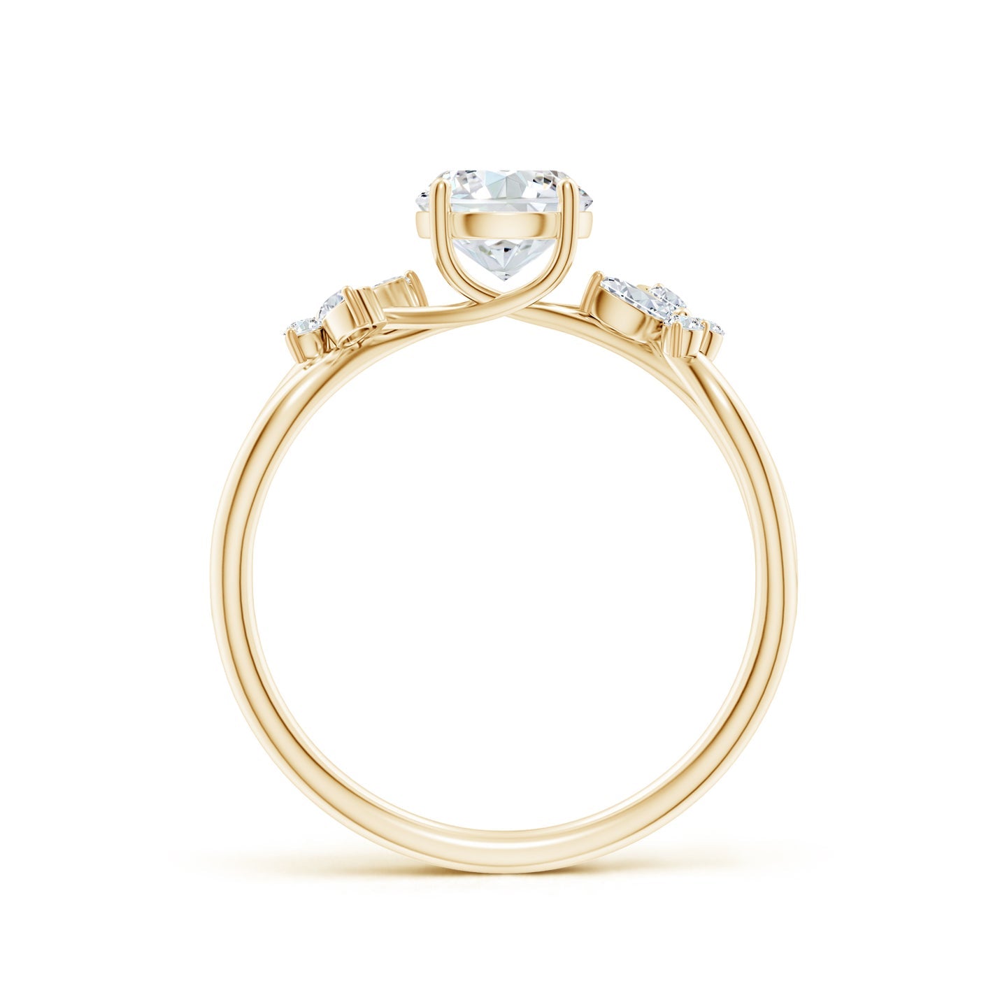 Floral Vine Round Brilliant Lab Grown Diamond Engagement & Wedding Ring