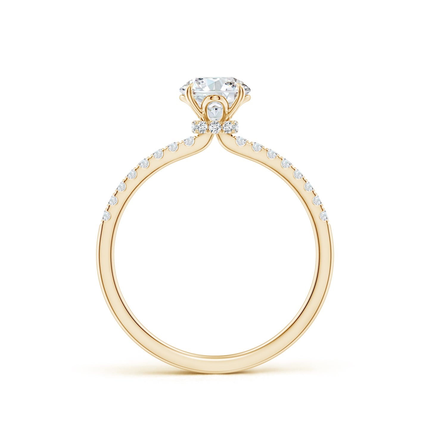 Round Brilliant Lab Grown Diamond Pavé Shoulder Engagement Ring