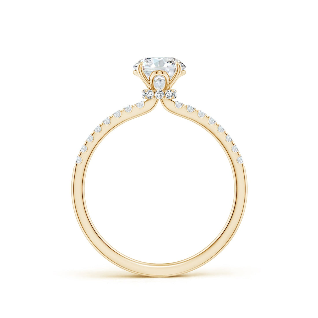 Round Brilliant Lab Grown Diamond Pavé Shoulder Engagement Ring