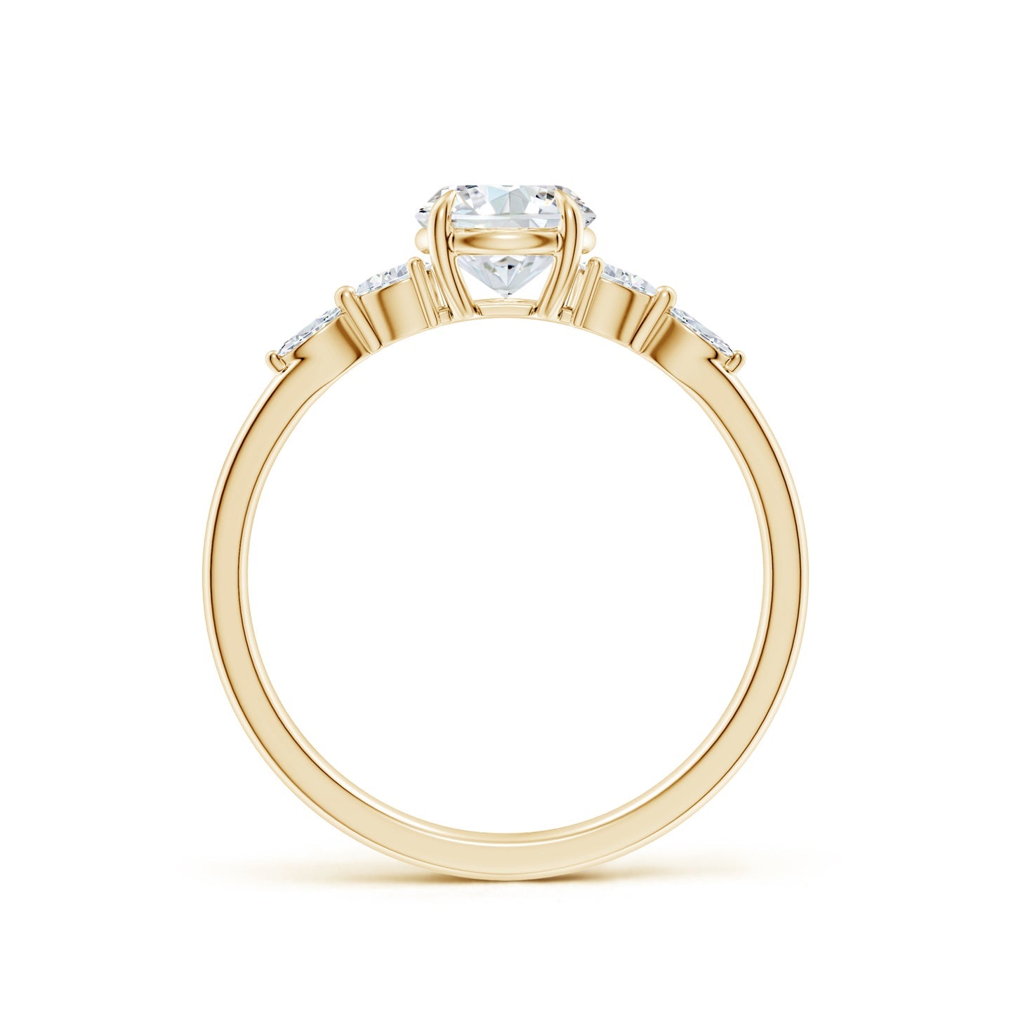 Round Brilliant Solitaire with Marquise & Pear Lab Grown Diamond Accent Engagement Ring