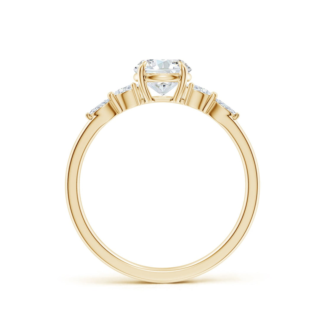 Round Brilliant Solitaire with Marquise & Pear Lab Grown Diamond Accent Engagement Ring