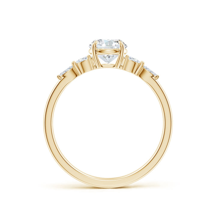 Round Brilliant Solitaire with Marquise & Pear Lab Grown Diamond Accent Engagement Ring