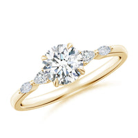 Round Brilliant Solitaire with Marquise & Pear Lab Grown Diamond Accent Engagement Ring