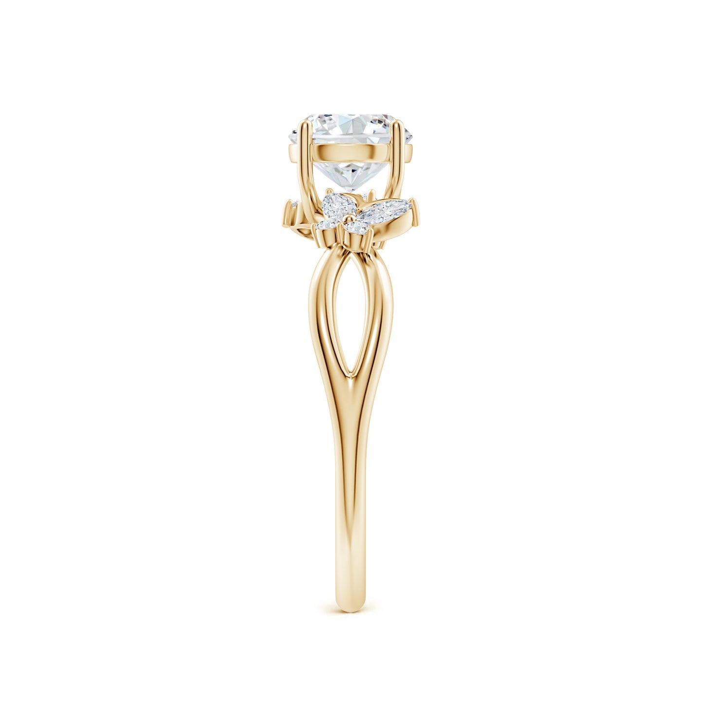 Floral Vine Round Brilliant Lab Grown Diamond Engagement & Wedding Ring