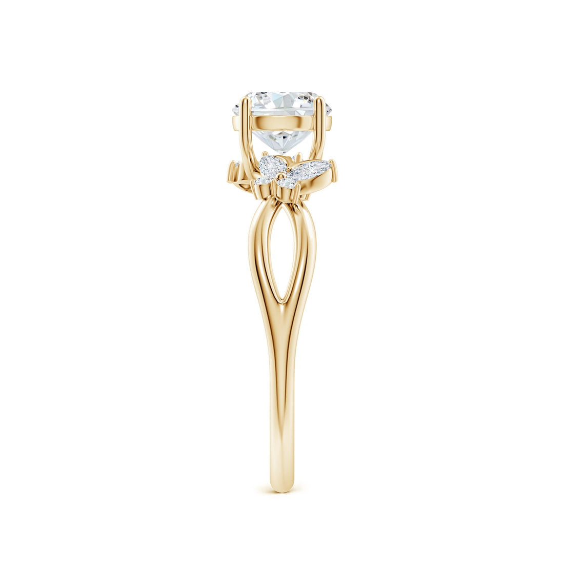 Floral Vine Round Brilliant Lab Grown Diamond Engagement & Wedding Ring