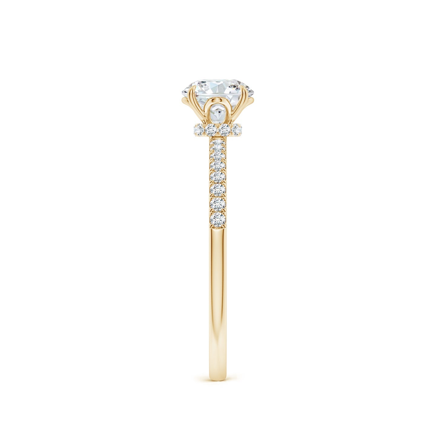 Round Brilliant Lab Grown Diamond Pavé Shoulder Engagement Ring
