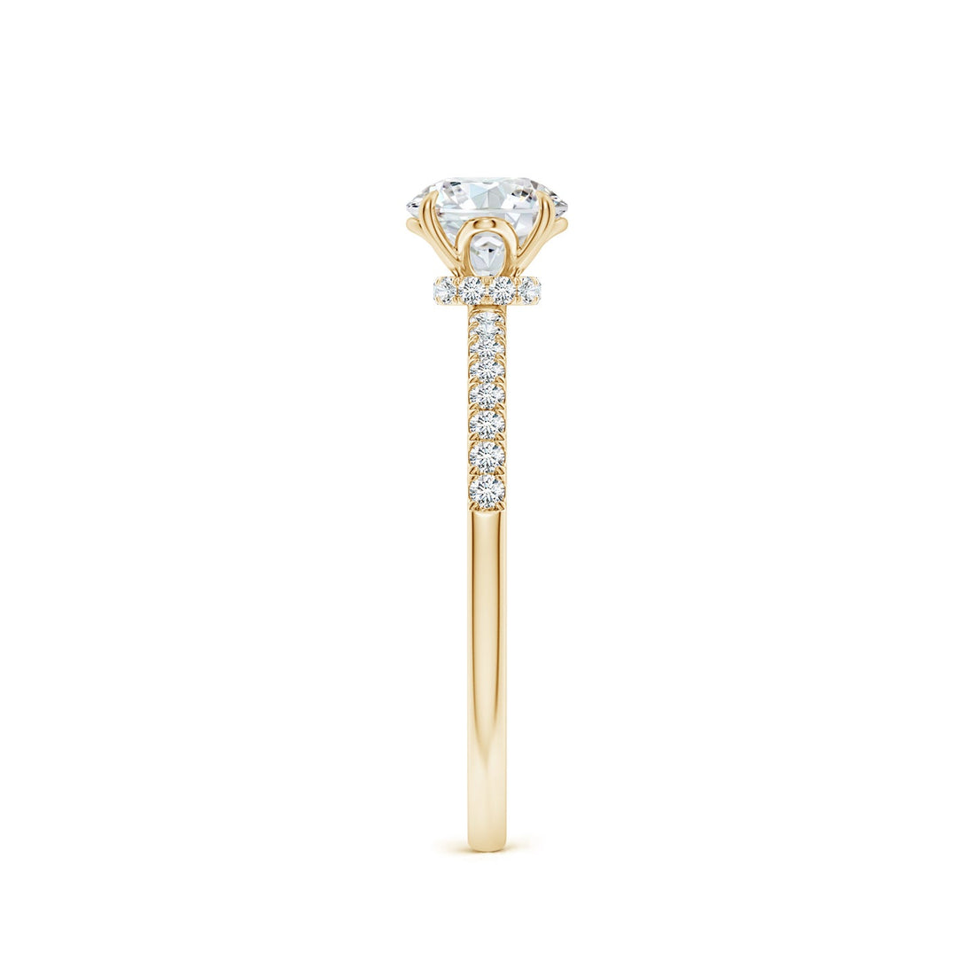 Round Brilliant Lab Grown Diamond Pavé Shoulder Engagement Ring