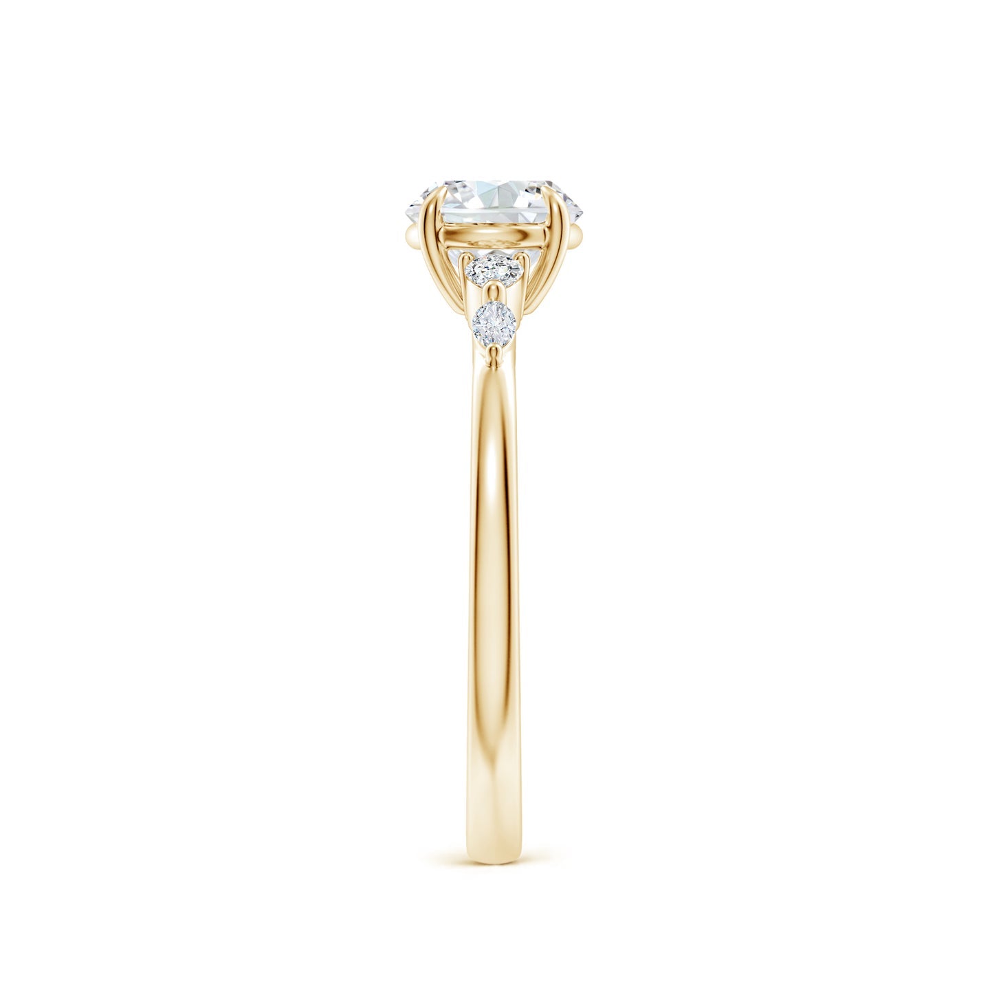 Round Brilliant Solitaire with Marquise & Pear Lab Grown Diamond Accent Engagement Ring