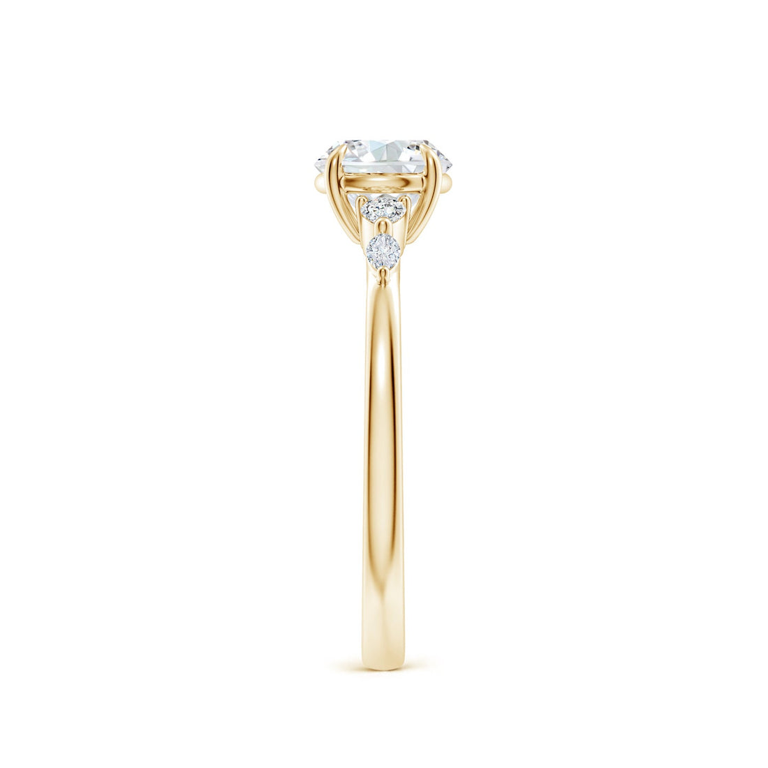 Round Brilliant Solitaire with Marquise & Pear Lab Grown Diamond Accent Engagement Ring