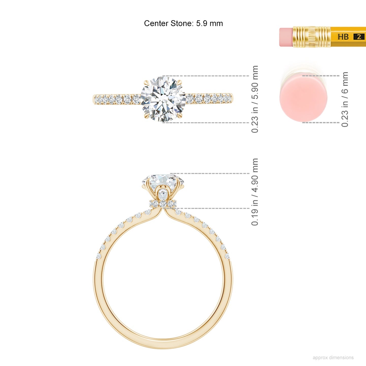 Round Brilliant Lab Grown Diamond Pavé Shoulder Engagement Ring