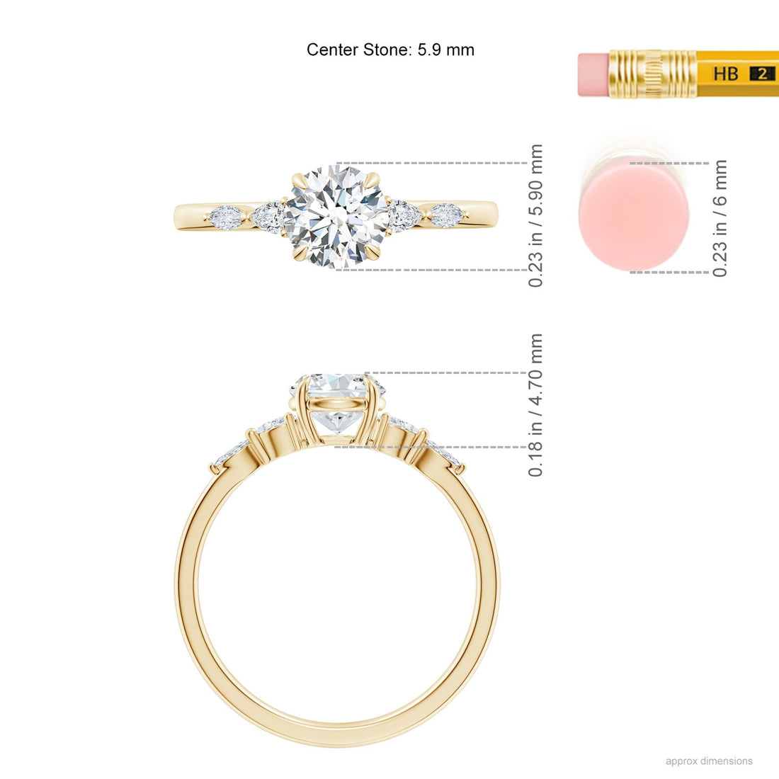 Round Brilliant Solitaire with Marquise & Pear Lab Grown Diamond Accent Engagement Ring