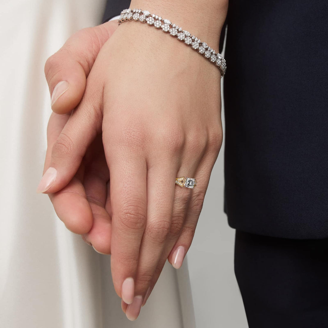 Milgrain and Pavé V-Shank Cushion Diamond Engagement Ring