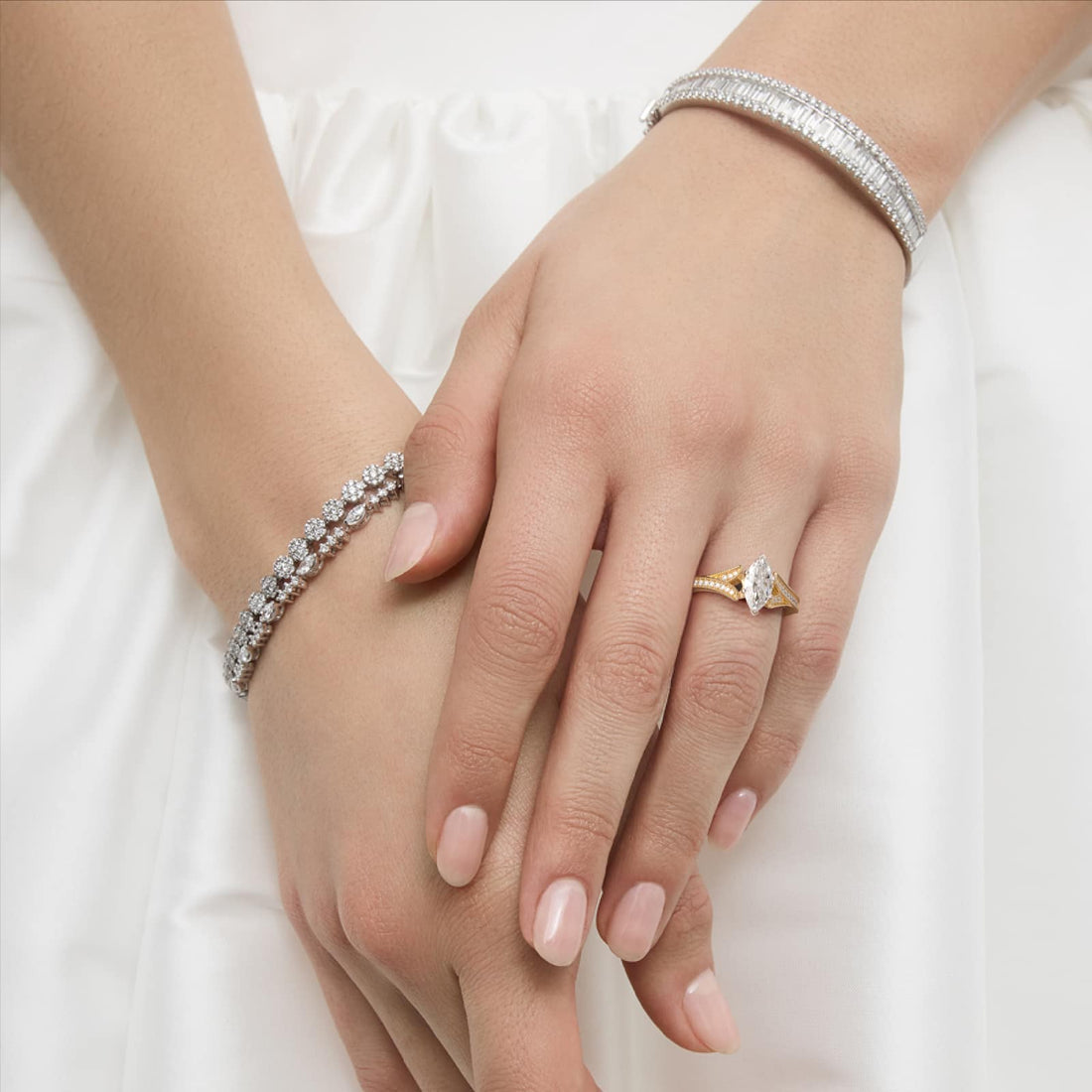 Milgrain and Pavé V-Shank Marquise Diamond Engagement Ring