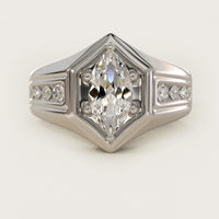 Hexagon – Marquise Cut Diamond Signet Ring
