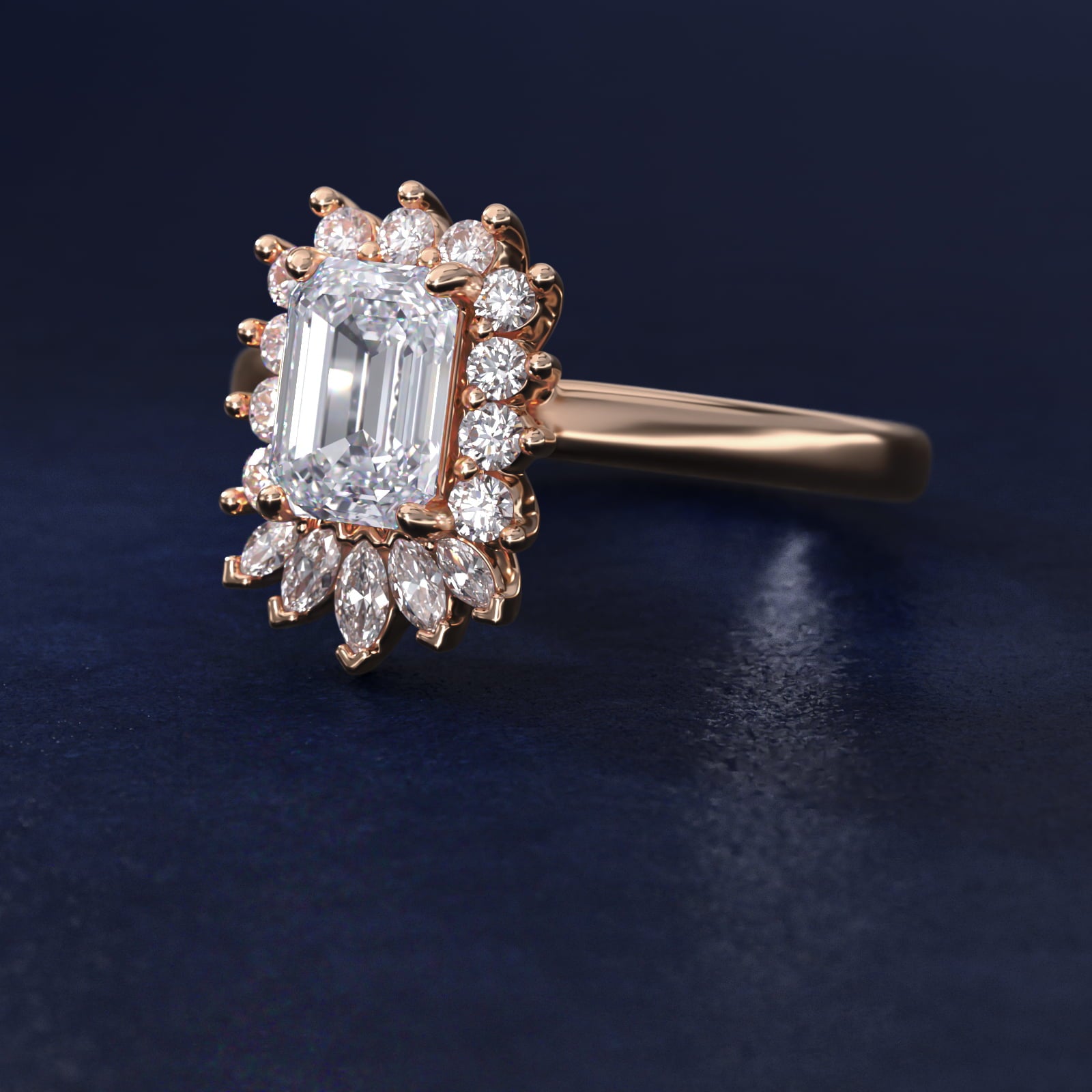 Royal Bloom Emerald Diamond Engagement Ring