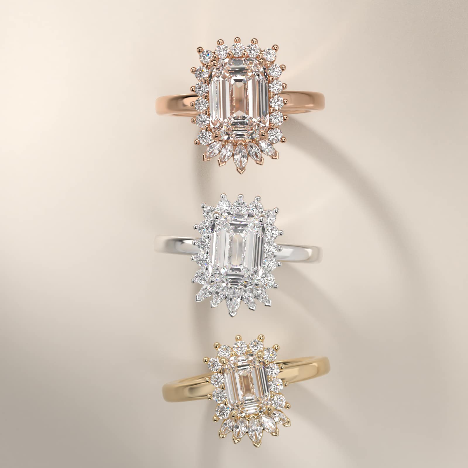 Royal Bloom Emerald Diamond Engagement Ring