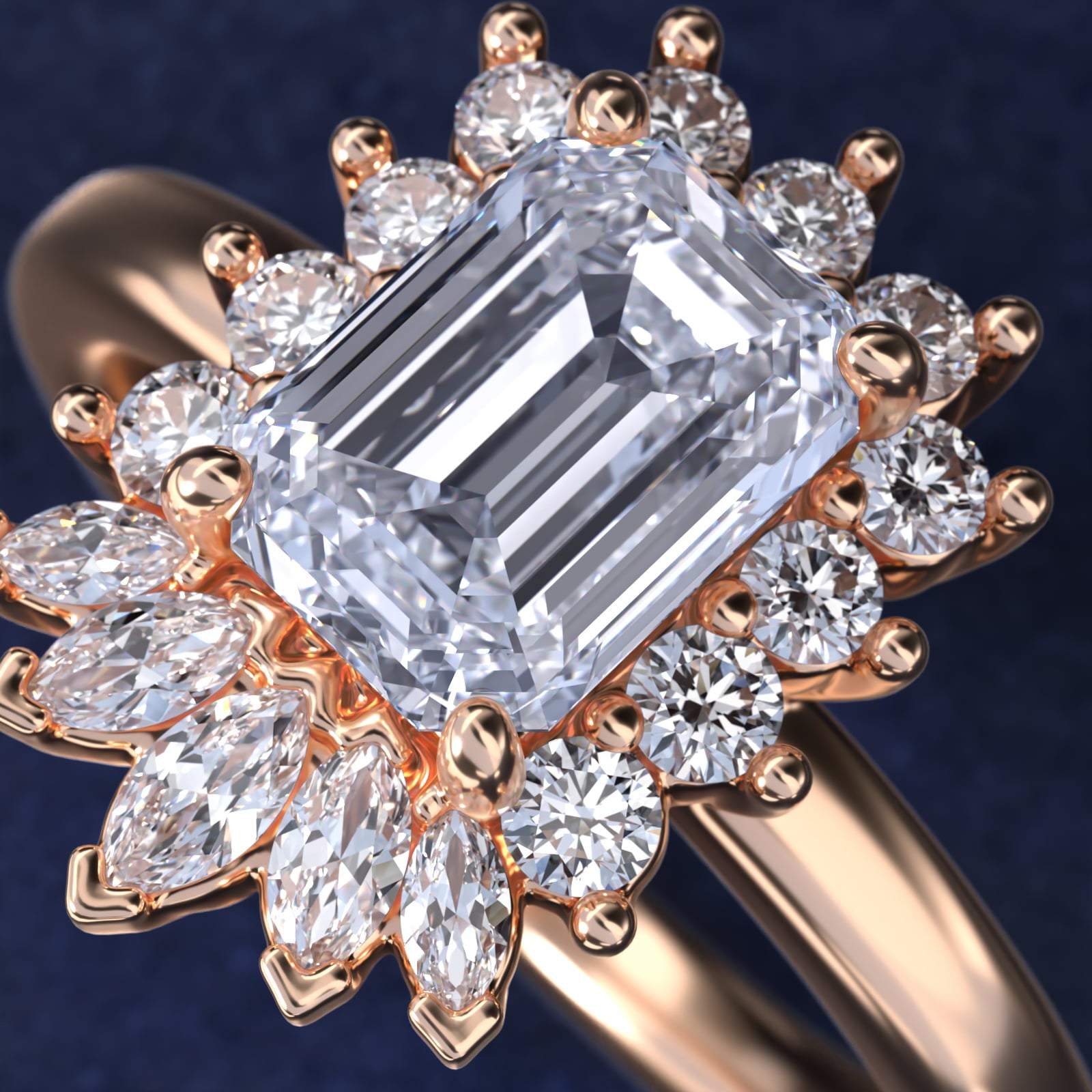 Royal Bloom Emerald Diamond Engagement Ring