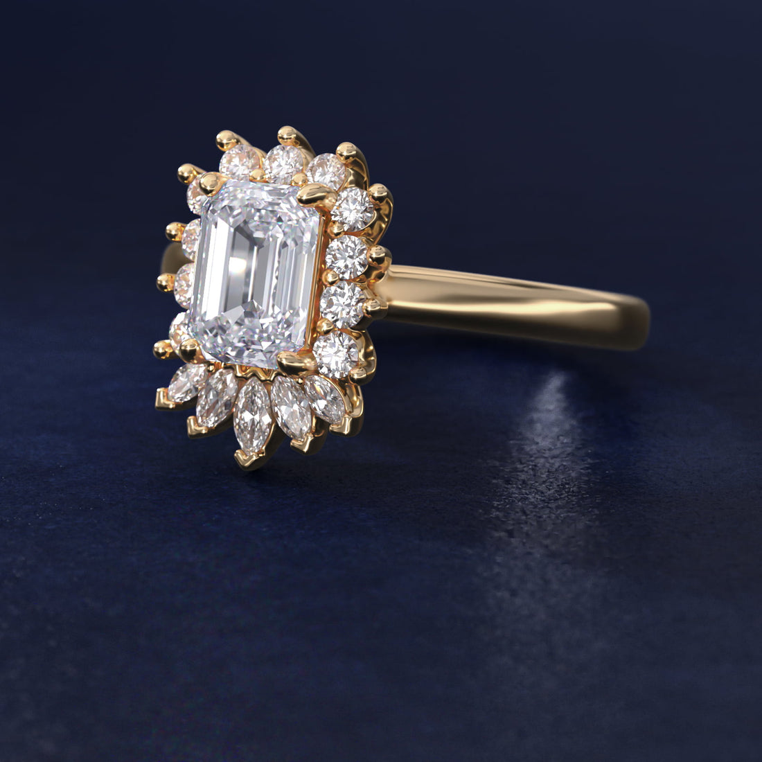 Royal Bloom Emerald Diamond Engagement Ring