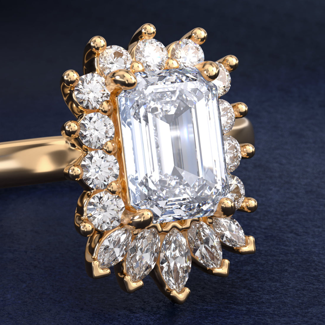 Royal Bloom Emerald Diamond Engagement Ring
