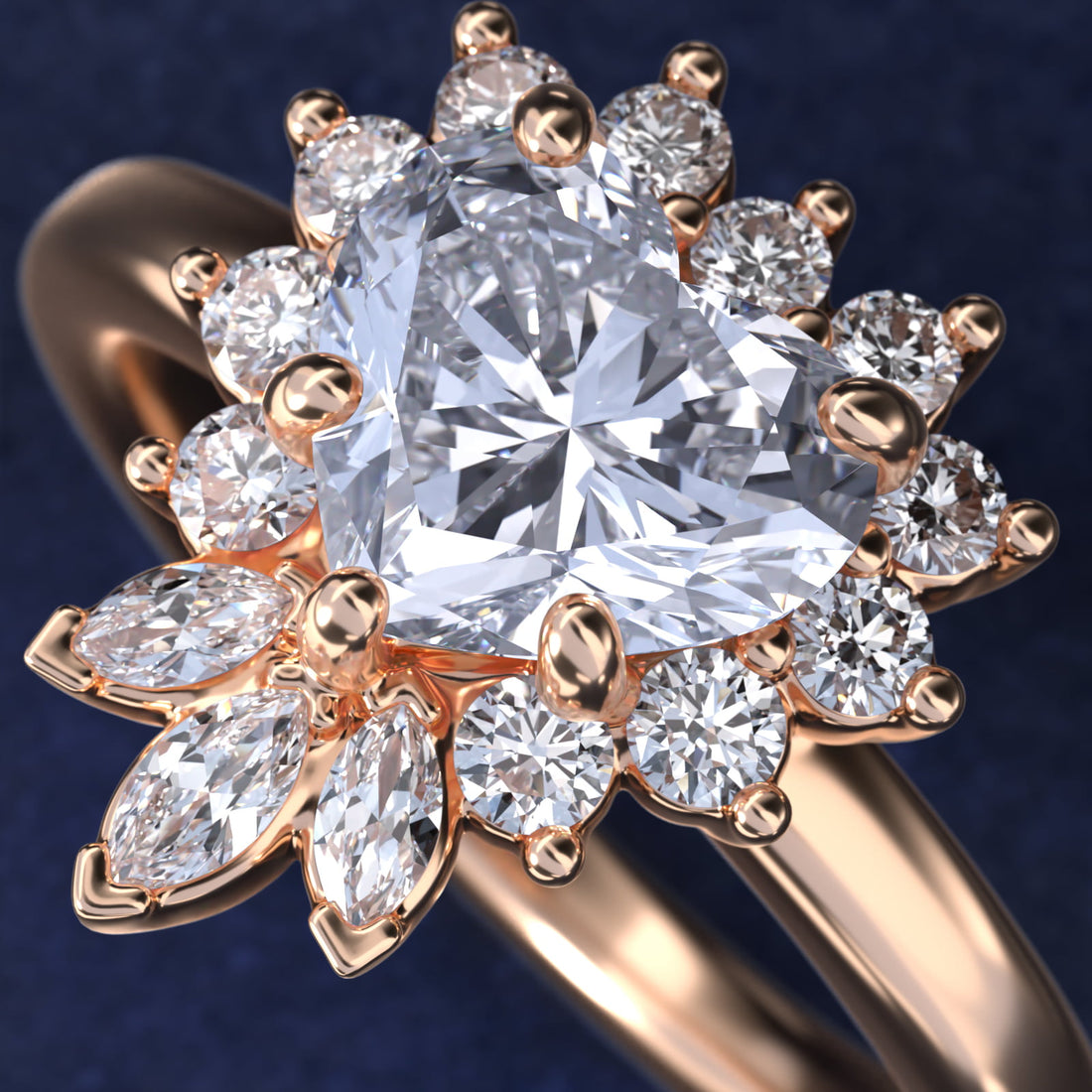 Royal Bloom Heart Diamond Engagement Ring